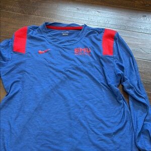 Nike Blue and Red Long Sleeve SMU Basketball Men's Tee